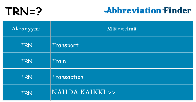 Mitä trn tarkoittaa