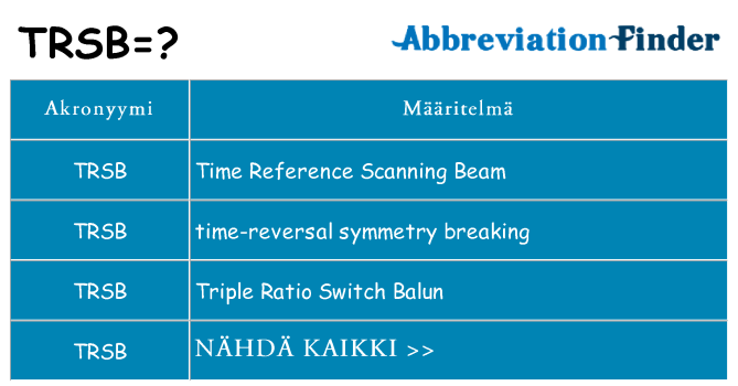 Mitä trsb tarkoittaa