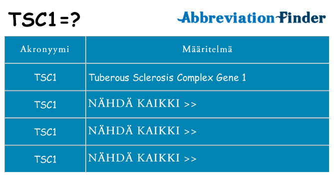 Mitä tsc1 tarkoittaa