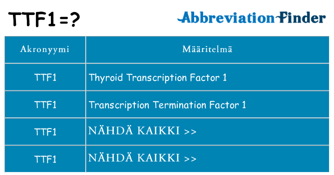 Mitä ttf1 tarkoittaa