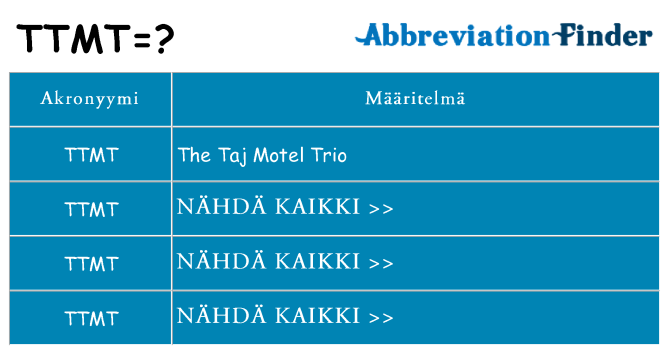 Mitä ttmt tarkoittaa