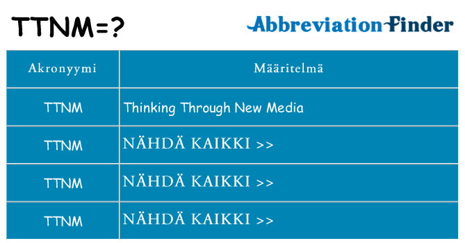 Mitä ttnm tarkoittaa