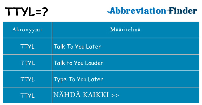 Mitä ttyl tarkoittaa