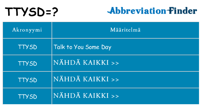 Mitä ttysd tarkoittaa