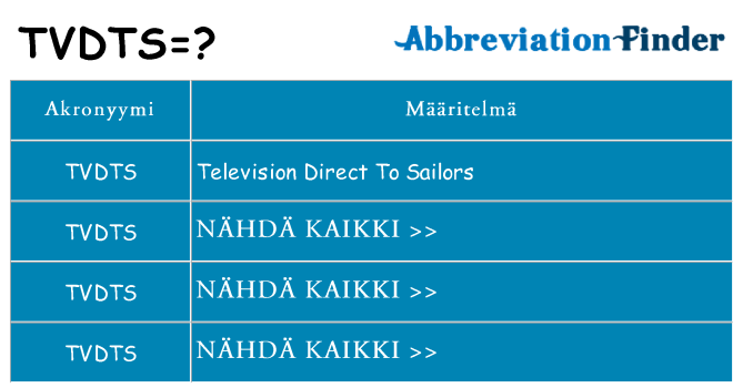 Mitä tvdts tarkoittaa