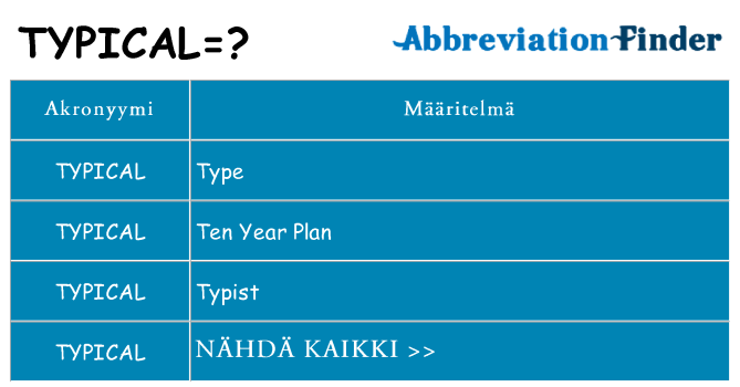 Mitä typical tarkoittaa