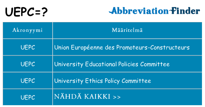 Mitä uepc tarkoittaa