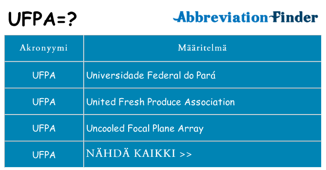 Mitä ufpa tarkoittaa
