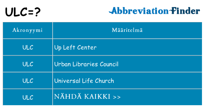 Mitä ulc tarkoittaa