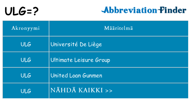 Mitä ulg tarkoittaa