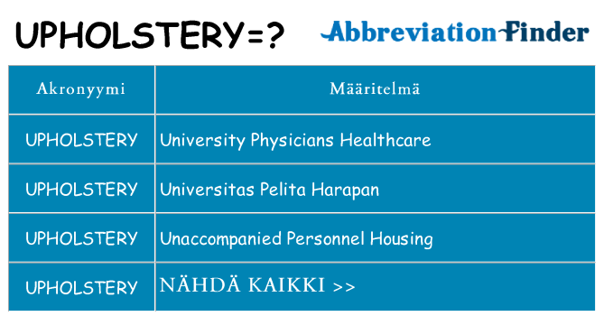 Mitä upholstery tarkoittaa
