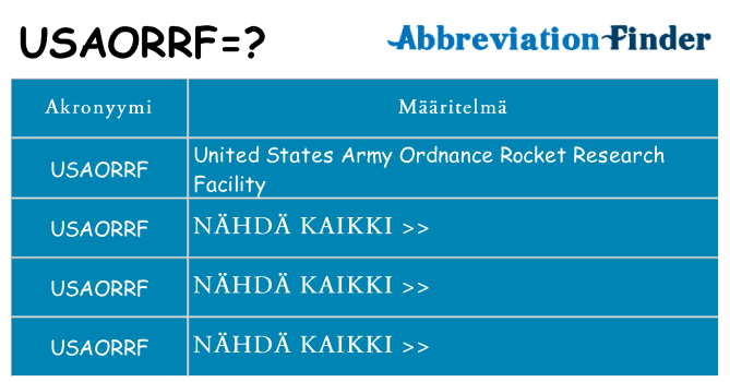 Mitä usaorrf tarkoittaa