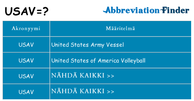 Mitä usav tarkoittaa