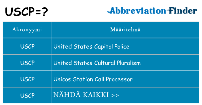 Mitä uscp tarkoittaa
