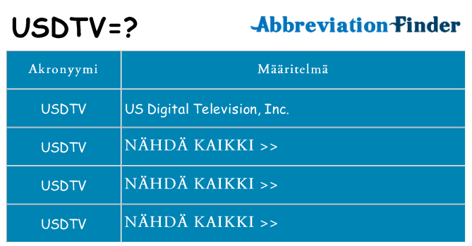 Mitä usdtv tarkoittaa