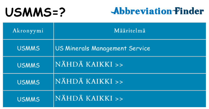 Mitä usmms tarkoittaa