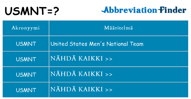 Mitä usmnt tarkoittaa