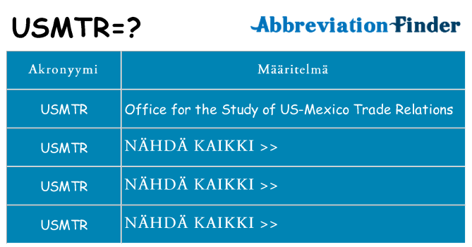 Mitä usmtr tarkoittaa