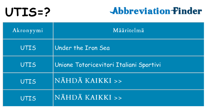 Mitä utis tarkoittaa