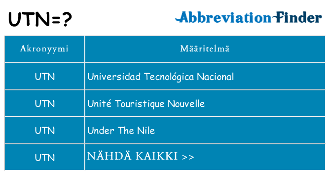 Mitä utn tarkoittaa