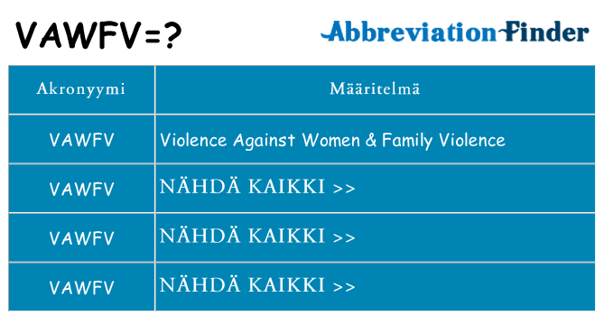 Mitä vawfv tarkoittaa