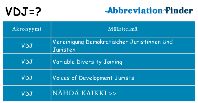 Mitä vdj tarkoittaa