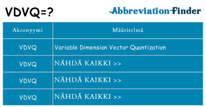 Mitä vdvq tarkoittaa