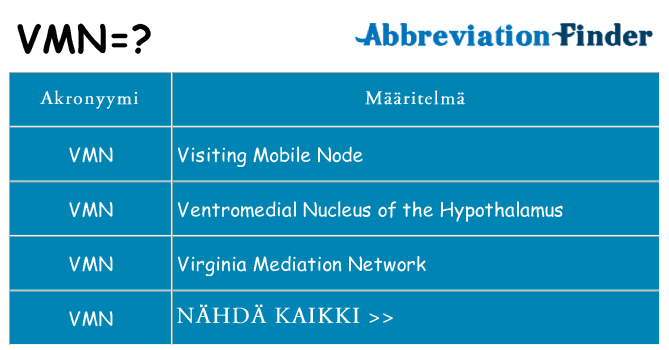Mitä vmn tarkoittaa