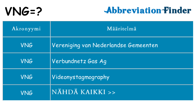 Mitä vng tarkoittaa