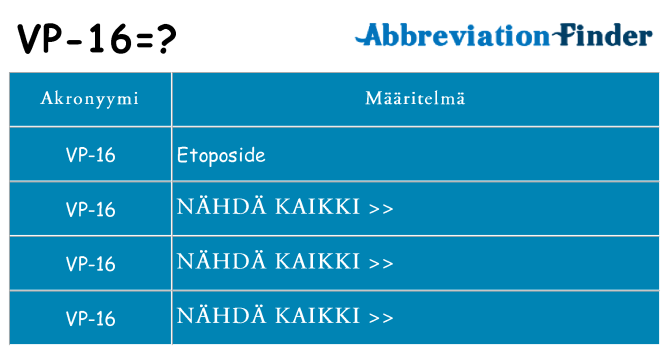 Mitä vp-16 tarkoittaa