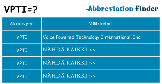 Mitä vpti tarkoittaa