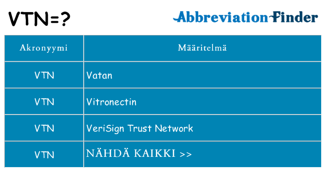 Mitä vtn tarkoittaa