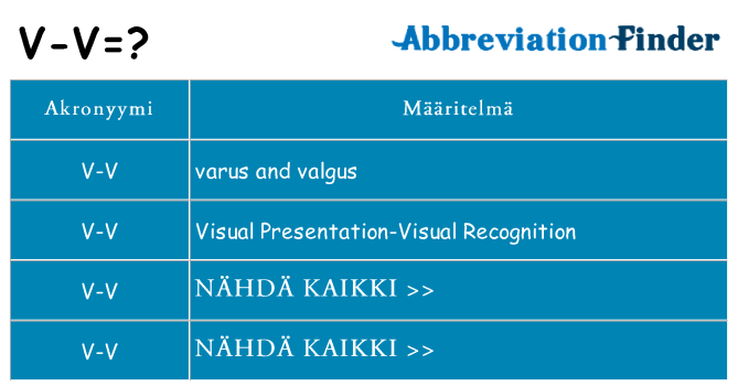 Mitä v-v tarkoittaa