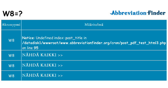 Mitä w8 tarkoittaa