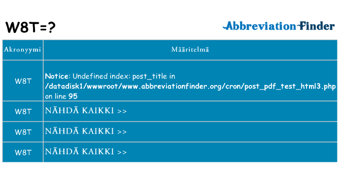 Mitä w8t tarkoittaa