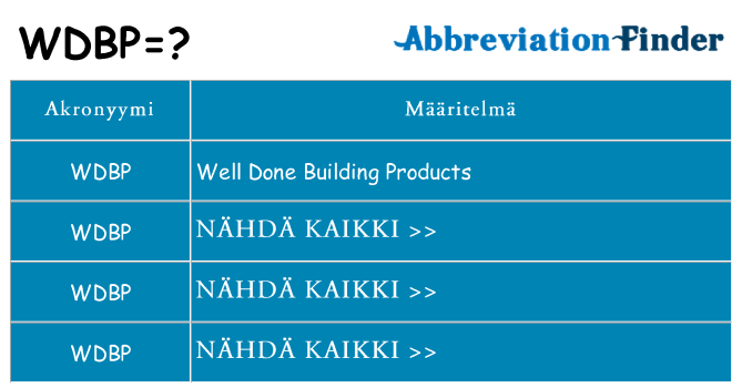 Mitä wdbp tarkoittaa