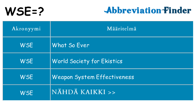 Mitä wse tarkoittaa