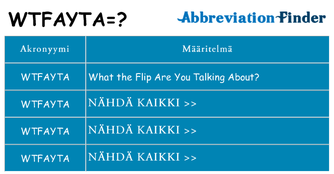 Mitä wtfayta tarkoittaa