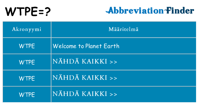 Mitä wtpe tarkoittaa
