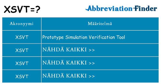 Mitä xsvt tarkoittaa