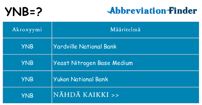 Mitä ynb tarkoittaa