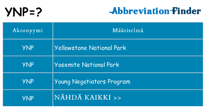 Mitä ynp tarkoittaa