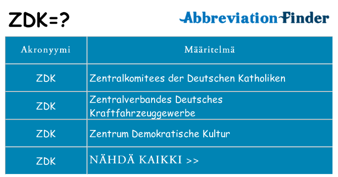 Mitä zdk tarkoittaa