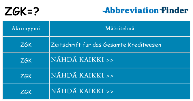 Mitä zgk tarkoittaa
