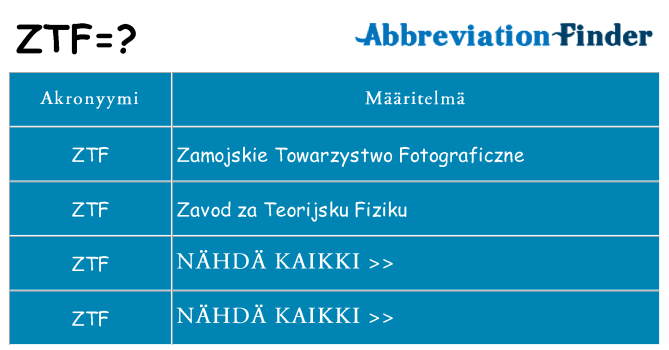 Mitä ztf tarkoittaa