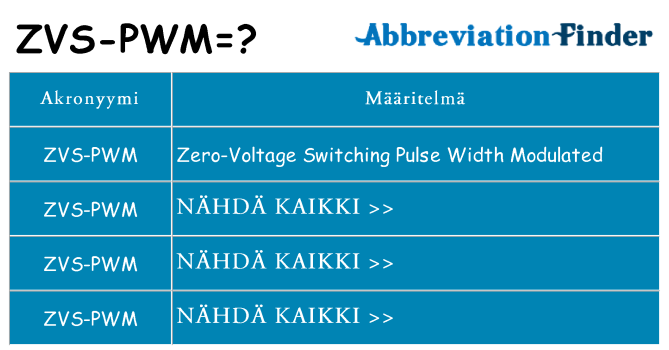 Mitä zvs-pwm tarkoittaa