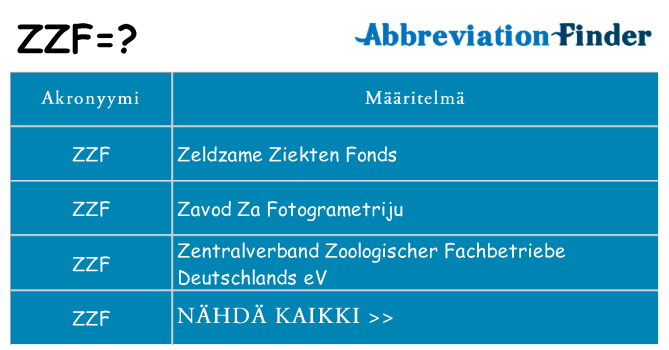 Mitä zzf tarkoittaa