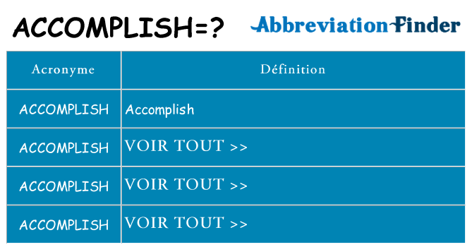 Ce que signifie le sigle pour accomplish