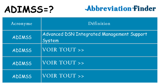 Ce que signifie le sigle pour adimss
