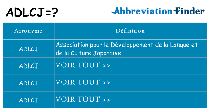 Ce que signifie le sigle pour adlcj